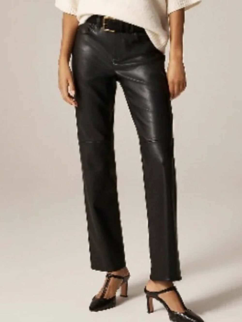 NEW NWT! J.CREW NIPPED STRAIGHT PANTS FAUX LEATHER JEANS HIGH RISE ANKLE sz 27